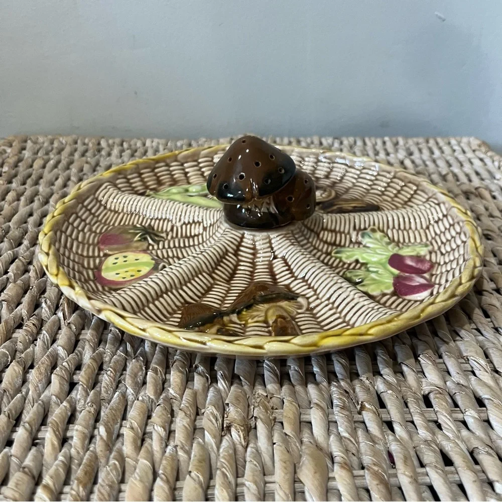 Mushroom Tilso Ceramic Vegetable Hor d’oeuvres plate Tray Dish Vintage Toothpick
